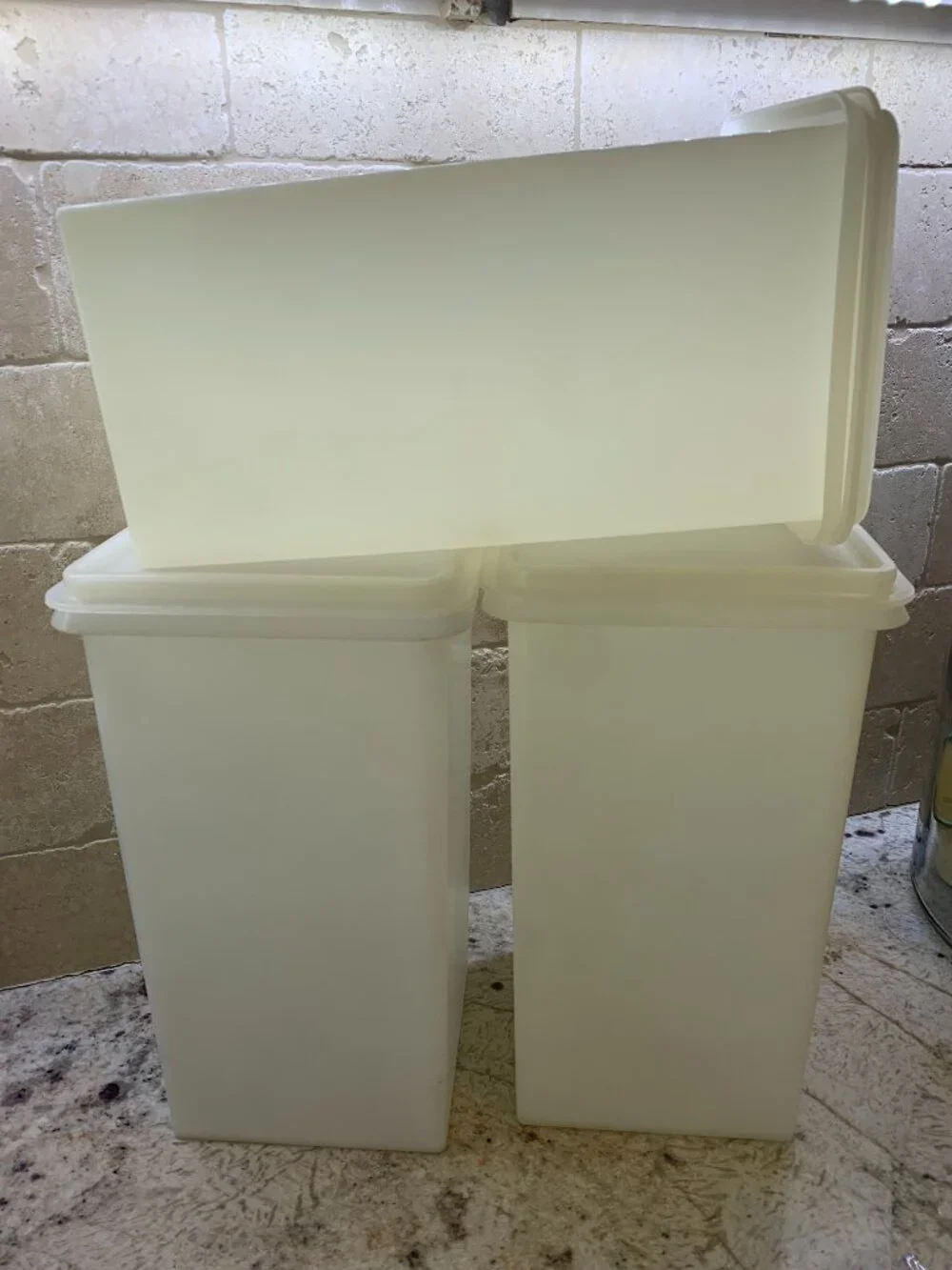 Tupperware Tall Square Saltine Cracker Keeper Set of 3